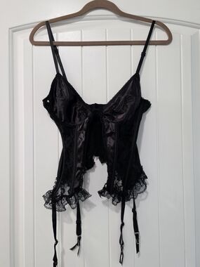 Vintage 90s Romantic Moods Black Lace & Satin Corset Bustier